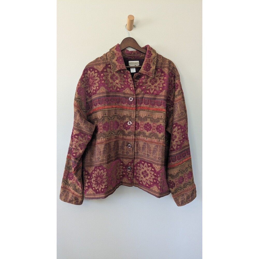 Coldwater Creek Tapestry Jacket 2X Floral Brocade Southwestern Retro Textured